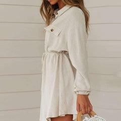 Loose Casual Long sleeve Lacing Shirt Skater Dresses