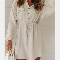 Loose Casual Long sleeve Lacing Shirt Skater Dresses
