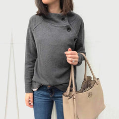 Fashion Stand collar Long sleeve Fastener Sweatshirts