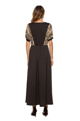 Fashion Round neck Short sleeve Gored Maxi Dresses