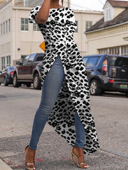 Irregular Hem leopard printed fashion T-shirts