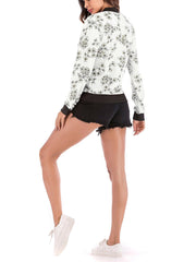 Fashion Woman Autumn Flower Printed Jackets