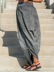 Gray Pockets Casual Cotton-Blend Pants