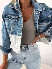Gradient loose denim jackets for women