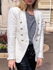 Fashion V neck Pure Double-breasted Blazer