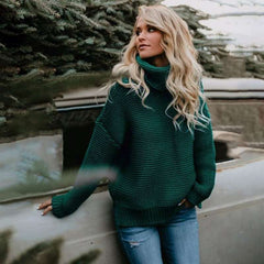 High Neck Thick Plain Warm Woman Sweaters