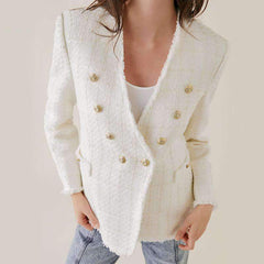 Fashion V neck Pure Double-breasted Blazer