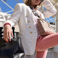 Fashion V neck Pure Double-breasted Blazer