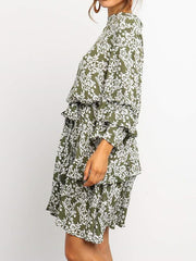 Floral printed high-waisted chiffon women vacation dresses