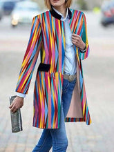 Fashion Stripe Stand collar Tee Blazer