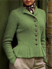 Fashion V neck Pure Fastener Coats