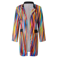 Fashion Stripe Stand collar Tee Blazer