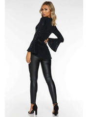 Fashion V neck Long sleeve Paillette T-Shirts