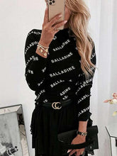 Fashion Word Print Long sleeve Round neck T-Shirts