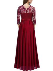 Lace three quarter sleeve round neck eleagnt long dress evening dresses Party dresses