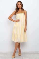 Fashion Stripe Vest Gored Maxi Dresses