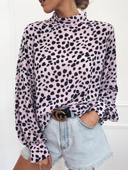 Long sleeved sexy button comfortable printed blouse
