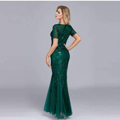 Fashion Round neck Short sleeve Fishtail Evening Dresses