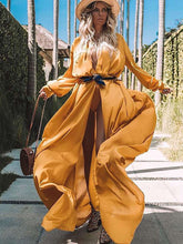 Loose Casual Pure Long sleeve Lacing Vacation Dresses