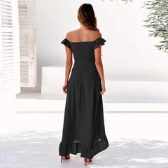 Fashion Sexy Pure Off shoulder Falbala Maxi Dresses