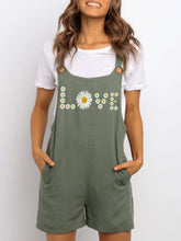 Green Cotton-Blend Casual Floral-Print One-Pieces