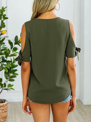 Summer chic casual zip-up women off shoulder blouse
