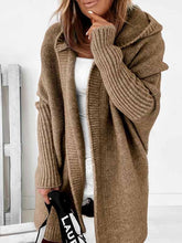 Hooded plain bat sleeve women knit cardigans coats