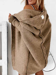 Hooded plain bat sleeve women knit cardigans coats