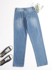 Stylish denim blue long pants for women