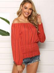 Loose Casual One shoulder Long sleeve Blouses