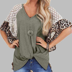 Loose Casual V neck Gored T-Shirts