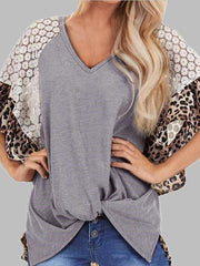 Loose Casual V neck Gored T-Shirts