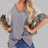 Loose Casual V neck Gored T-Shirts