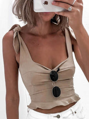 Fashion Sexy Pure Square collar Stringy selvedge Vests