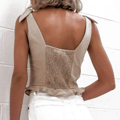 Fashion Sexy Pure Square collar Stringy selvedge Vests