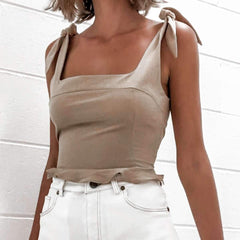 Fashion Sexy Pure Square collar Stringy selvedge Vests