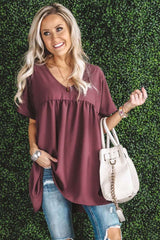 Loose Casual V neck Short sleeve Pure Shift Dresses