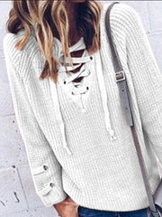 Large Size Plus Lace Up Woman Winter Sweatres