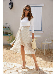 Lace-Up Slit Irregular Floral Chiffon Skirts