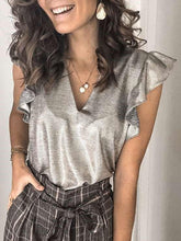 Fashion V neck Falbala Sleeveless T-Shirts