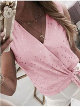 Fashion V neck Point print Sleeveless Blouses