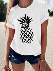 Summer Pineapple Printed Women Short Sleeve T-shirts