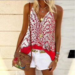 Fashion Sexy Print V neck Vests
