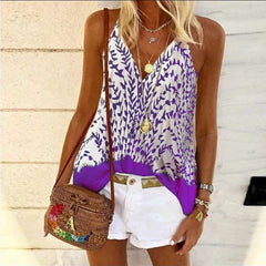Fashion Sexy Print V neck Vests