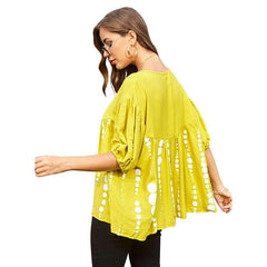 Loose Casual Print Round neck Gored Short sleeve T-Shirts