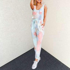 Fashion Round neck Sleeveless Lacing Jumpsuits