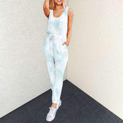 Fashion Round neck Sleeveless Lacing Jumpsuits