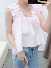Fashion Square collar Sleeveless Falbala Backless Blouses
