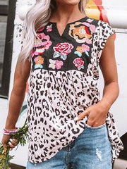 Leopard printed short sleeve T-shirts