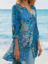 Geometric Printed Casual Loose Plus Size Chiffon Blouse Shirts